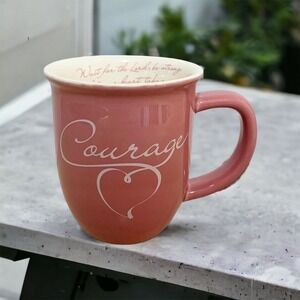 Abbey Press Coffee Mug Approx 12oz Courage Psalm 27:14 Written Inside Pink
